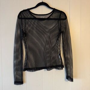 Black Fishnet Long Sleeve Top